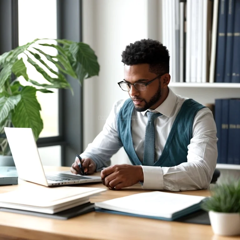 Unternehmer meditiert und reflektiert im Arbeitsumfeld